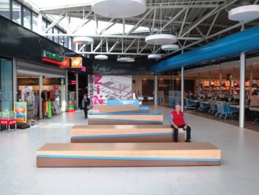 Design multifunctional and movable furniture for the atrium of the 